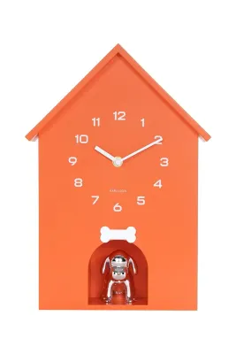 Настенные часы Karlsson z dzwiekiem Dog House, стекло, оранжевый