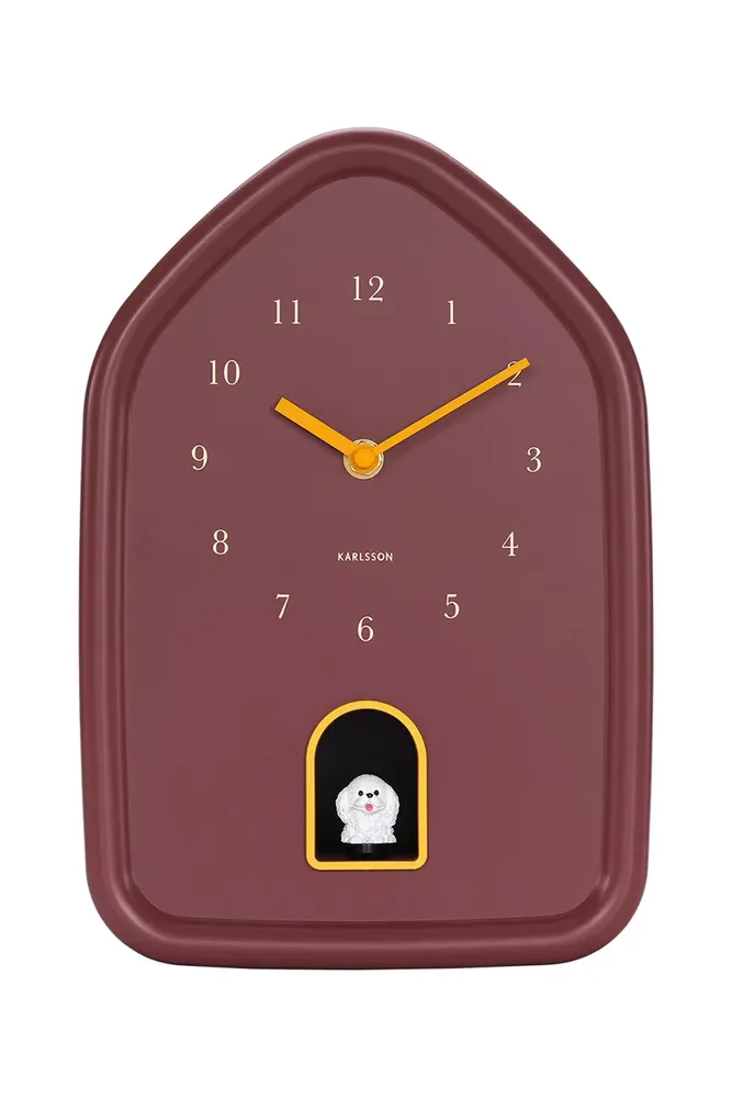Настенные часы Karlsson z dzwiekiem Modern Doggy, стекло, розовый