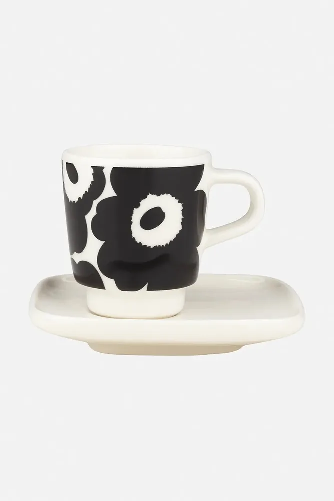 Чашка с блюдцем Marimekko, керамика, 500 мл, чёрный