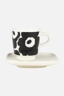 Чашка с блюдцем Marimekko, керамика, 500 мл, чёрный