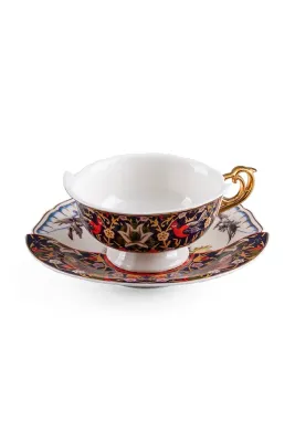 Чашка с блюдцем Seletti, фарфор, 200 мл, разноцветный