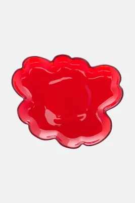 Marimekko Unikko Поднос стеклянный в форме цветка, красный, 20 см