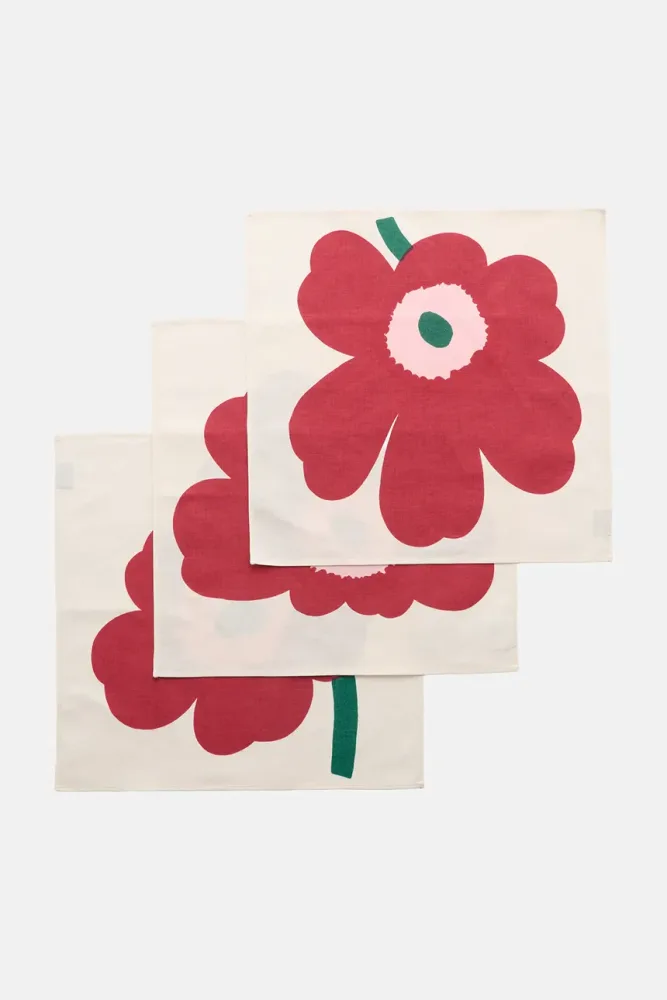 Marimekko Unikko Набор салфеток из хлопка и льна, 3 шт., 45 x 45 см