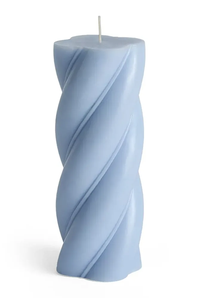 HAY Свеча декоративная Soft Serve спиральная, синяя, 20 x 8 см