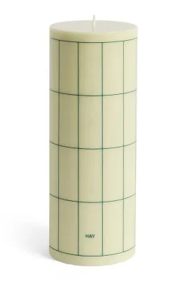 HAY Свеча декоративная Column Candle, бежевая с узором в клетку, 20 x 8 см