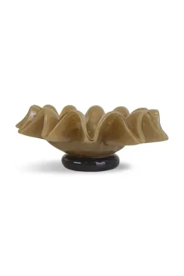 Byon Lorin Миска из выдувного стекла, бежевая, 20 x 8 см